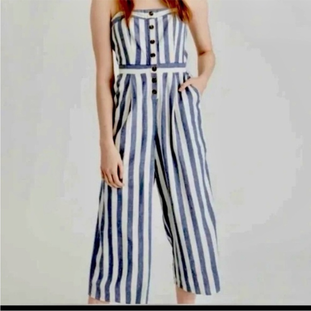 Striped Blue and White Jumpsuit American Eagle XS EUC